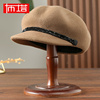 布塔秋冬季帽子女八角贝雷帽，定型帽英伦，复古纯羊毛呢子帽英伦复古