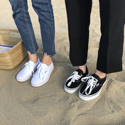 许刘芒帆布鞋ulzzang夏季chic韩国经典，款情侣款低帮滑板，女小白鞋