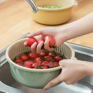 家用厨房洗水果盘，双层塑料沥水篮子漏盆米菜蓝菜盆洗菜盆