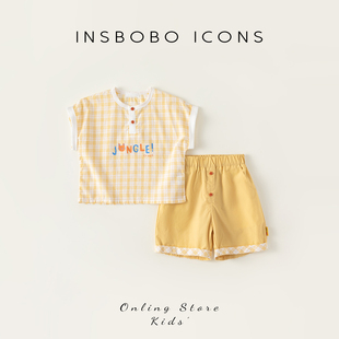 INSbobo儿童套装男童套装夏装2023女童装时髦洋气休闲运动装
