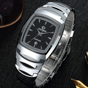 卡迪诺男士钨钢手表时尚防水品牌石英男表方形酒桶型钢带腕表