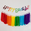 ins风小场景布置彩虹，色周岁生日背景墙褶皱，纸流苏装饰拍照道具