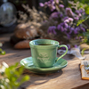 300ML绿色咖啡杯子陶瓷杯碟套装马克杯法式下午茶茶具套装300毫升