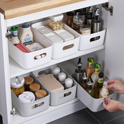 收纳盒桌面杂物零食收纳筐家用化妆品储物盒塑料，整理箱厨房储物盒