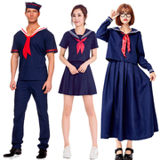 海军装日系水手服情侣装海洋主题服装学生毕业照拍摄服Sailor Cos