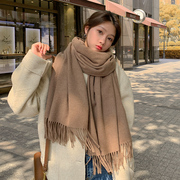 围巾女冬季韩版百搭仿羊绒纯色加厚保暖2023高级感超大披肩