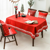 圣诞桌布布艺棉麻防水方桌桌布加厚节日装饰桌布长方形餐桌布圆桌