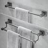 灰毛巾架304不锈钢毛巾杆，双杆卫生间单杆浴巾，架免打孔浴室架子