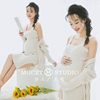 2020孕妇拍照服装影楼摄影写真简约居家白色针织套装连衣裙