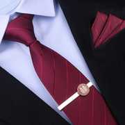 红色结婚领带男拉链式新郎婚礼高端手打正装西装商务男士免打