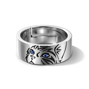 猫咪戒指925银男潮小众设计感单身戒冷淡风个性，食指环开口可调节
