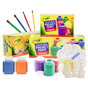 crayola绘儿乐10色可水洗手指，画颜料儿童幼儿园，无毒画画水彩颜料