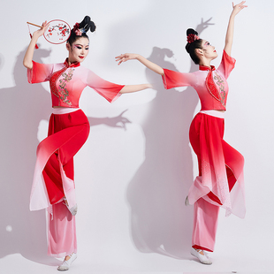 胶州秧歌舞演出服女2024红色艺考古典扇子舞蹈服装广场舞套装
