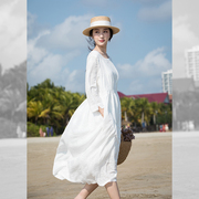 减龄连衣裙女白色纯棉长款小清晰裙子仙女超仙森系小个子长裙夏季