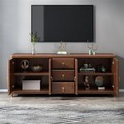 实木卧室电视柜新中式胡桃木地柜储物高柜小户型房间收纳电视机柜