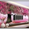 欧式简约3d立体壁画，客厅沙发电视背景墙壁纸，卧室温馨浪漫粉色墙纸