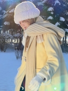 围巾女冬季原宿风针织高级感哈尔滨旅游雪地拍照穿搭新年礼物围脖