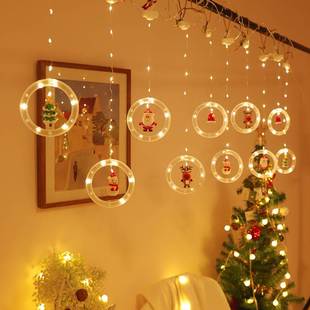 LED圣诞节灯串圣诞老人卡通造型窗帘灯 房间橱窗节日装饰挂件彩灯