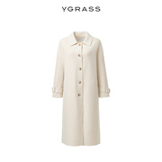 VGRASS简约羊绒羊毛大衣外套女冬季白色毛呢大衣VSD2O43370