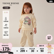 TeenieWeenie Kids小熊童装23年款秋冬女宝宝加绒泡泡袖卫衣