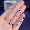 925银镶天然蓝宝石，手链女款精致时尚颜色，漂亮宝蓝色宝石手链