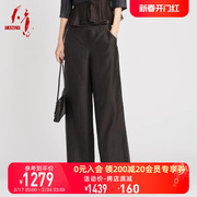 TANGY/天意春夏商场同款国风刺绣简约直筒型莨绸休闲裤