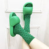 绿色袜子马卡龙(马卡龙)糖果色中筒袜夏季薄款韩版ins外穿圆点立体感棉袜