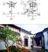 现代中式古典传统建筑，桃花源将军门大门，门头设计建筑施工图cad