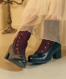 法式小众设计感!日系高级复古洛丽塔lolita女靴，短靴及踝靴短靴