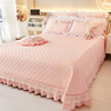 韩式床盖单件夹棉绗缝花边，少女心公主，风榻榻米床单三件套四季通用