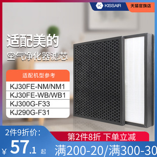 适配美的空气净化器滤网KJ30FE-NM/NM1/WB/WB1/KJ300G-F33过滤芯