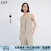 LILY2024春女装商务通勤时尚叠穿百搭修身短款西装马夹外套女