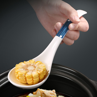 日式陶瓷大勺子长柄家用汤勺大号盛汤勺，舀粥调羹汤匙餐具吃拉面勺
