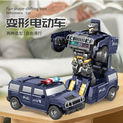 儿童电动玩具万向警车悍马唱歌跳舞机器人电动变形车发光玩具车