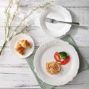 浮雕陶瓷餐具套装欧式西餐牛排盘子纯白色，家用菜盘糕点盘平盘浅盘