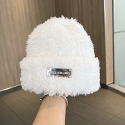 韩版编织毛绒帽子女冬季护耳保暖针织帽显脸小百搭兔毛加厚毛线帽