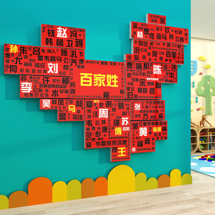 百家姓环创幼儿园墙面装饰中國地图3d贴主题互动墙，半成品布置托管