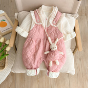 婴儿衣服秋冬季连体衣外套，保暖幼儿初生，外出女宝长袖百天套装