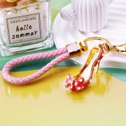 波点高跟鞋汽车钥匙扣女可爱韩国创意水钻包挂件钥匙链圈水晶