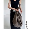dirtysix原创设计大容量，黑色褶皱单肩包时尚复古大包，手提包饺子包