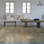 purmou摩洛哥羊毛手工地毯卡其色大地色土黄色卧室客厅现代中古风