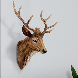 北欧树脂创意动物头家居，饰品墙面装饰欧式仿真壁挂鹿头背景墙挂件