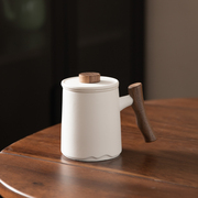 黑陶日式高档茶水分离泡，茶杯陶瓷创意带盖喝水杯过滤马克杯白色