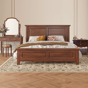 美式实木床主卧轻奢复古高端大气双人床现代简约欧式高箱储物婚床