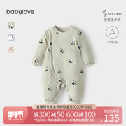 babylove婴儿连体衣秋冬款夹棉保暖哈衣新生儿宝宝衣服冬装棉服