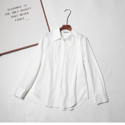 r系柜499高支100棉白色衬衫女 法式气质上衣白色简约长袖休闲衬衫