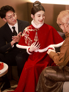 极速孕妇敬酒服新娘红色披肩旗袍秋冬季加绒中式结婚礼服秀禾
