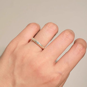 简约海蓝宝戒指女磨砂拉丝精致百搭气质S925银开口指环创意食指戒
