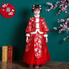 冬中国风儿童旗袍汉服拜年女童，加绒唐装公主裙红色婚礼服新年古装