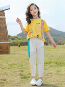 韩系童装清货女童短袖t恤2023潮款夏季纯棉衣服大童女装套装9儿童